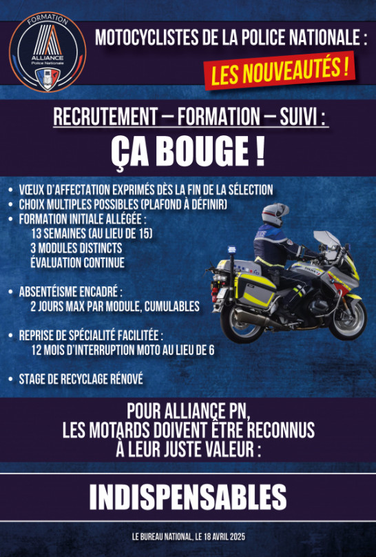 MOTOCYCLISTES DE LA POLICE NATIONALE :  LES NOUVEAUTES !