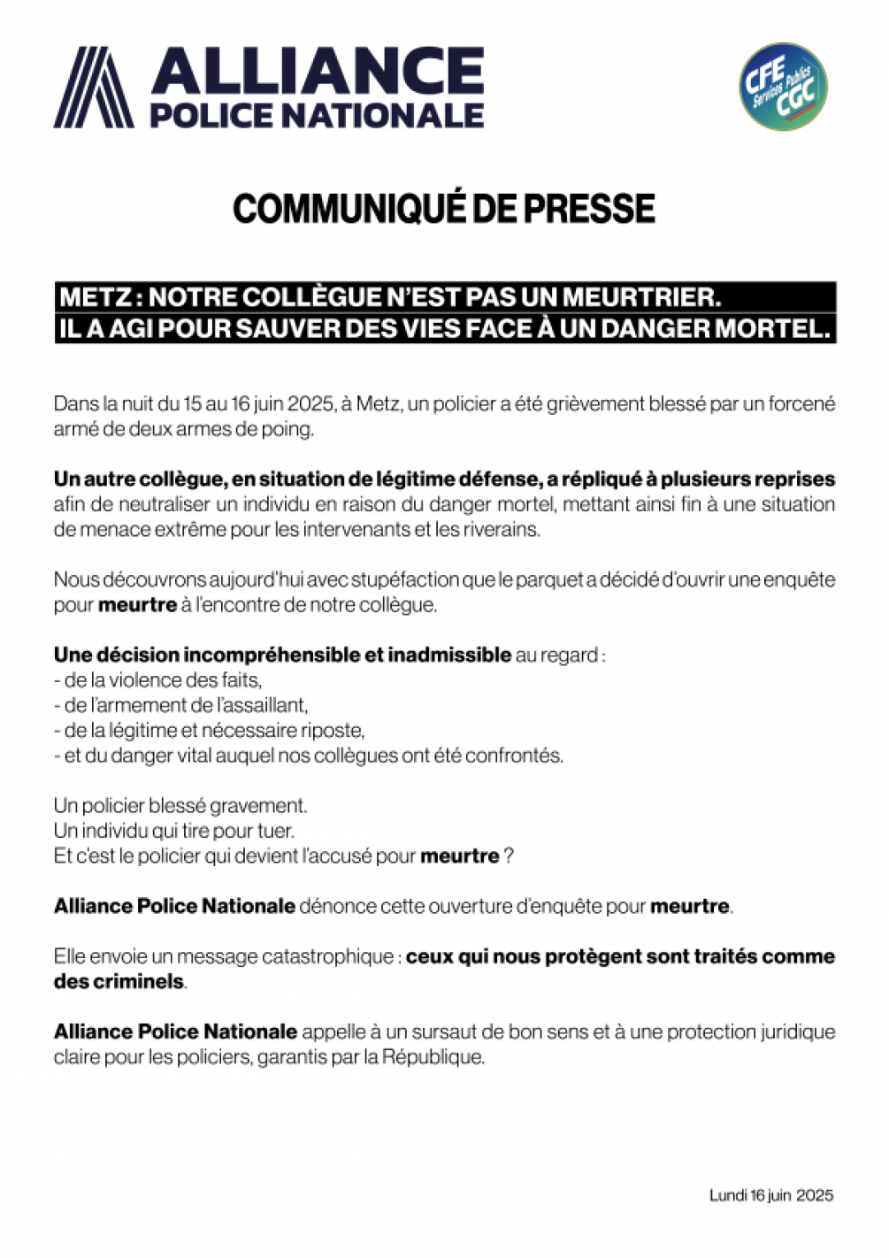 MEURTRE ? NON : LÉGITIME DÉFENSE !