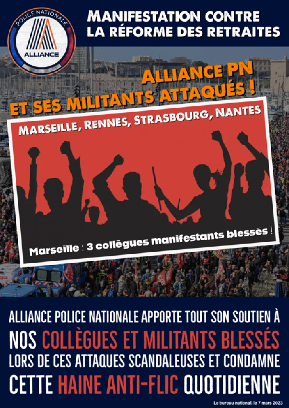 7 collègues blessés à Marseille lors de la manifestation