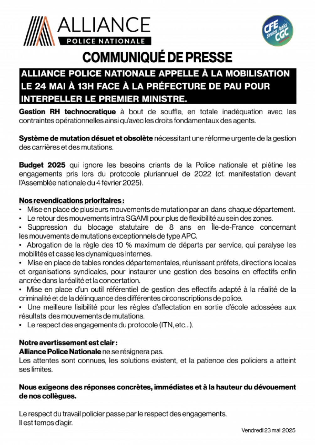 MANIFESTATION A PAU 24/05/2025